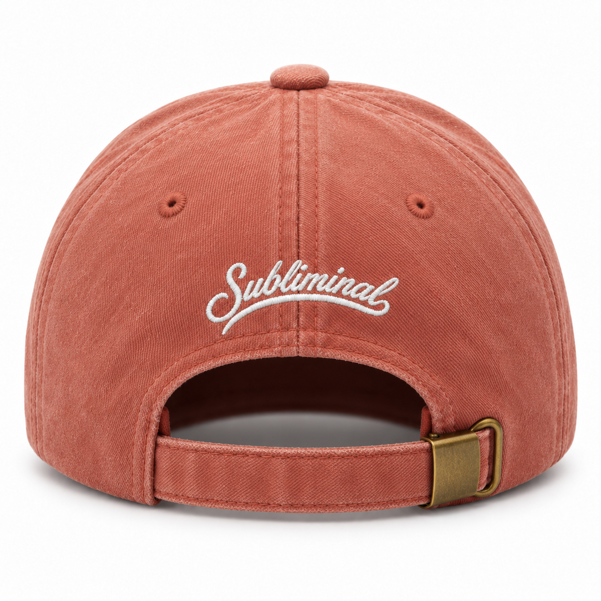Coral — SUBLIMINAL Cap, back view with adjustable strap