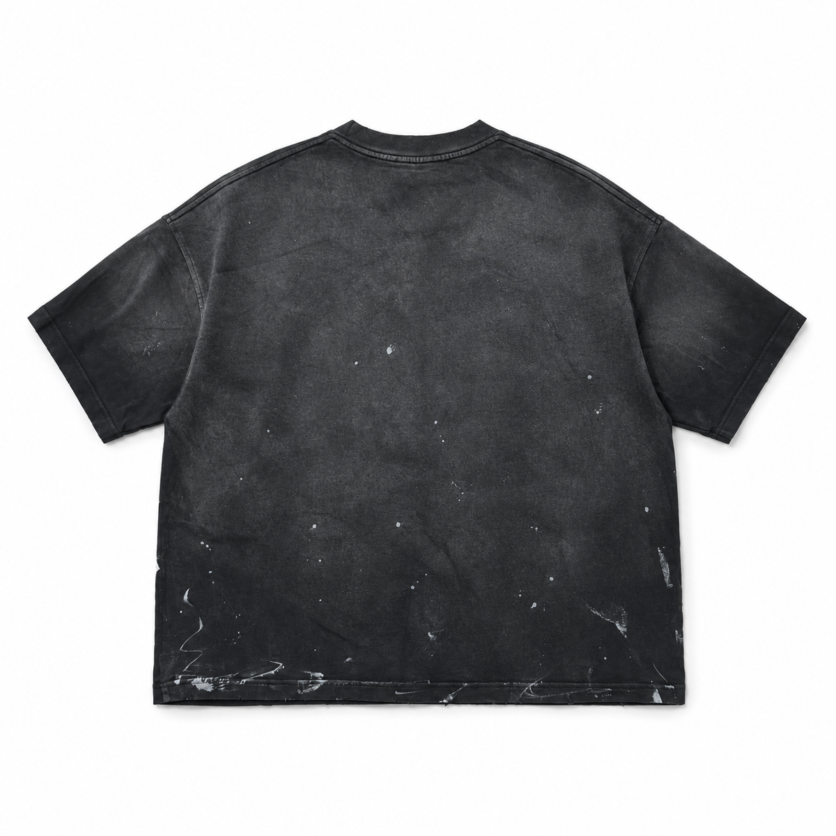 Distressed Tee — Black, back view shared by Black Logo and White Logo variations