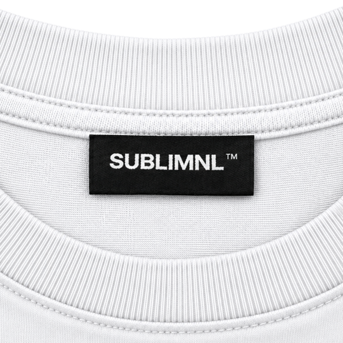 White — SUBLIMINAL Tee, neck tag detail