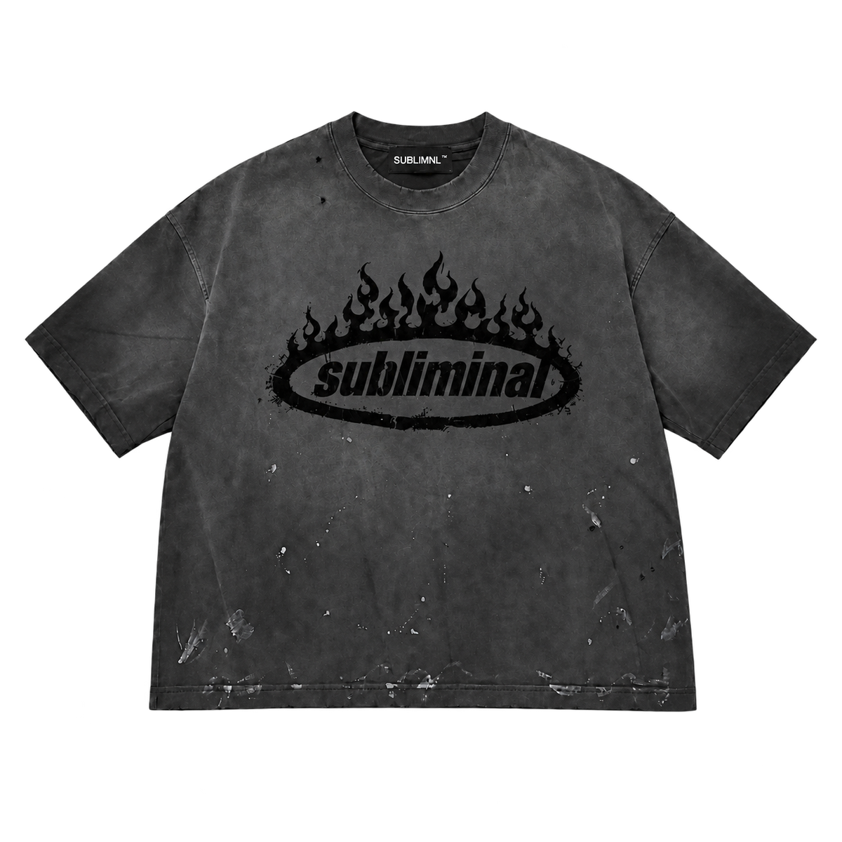 Distressed Tee — Black, front product cutout