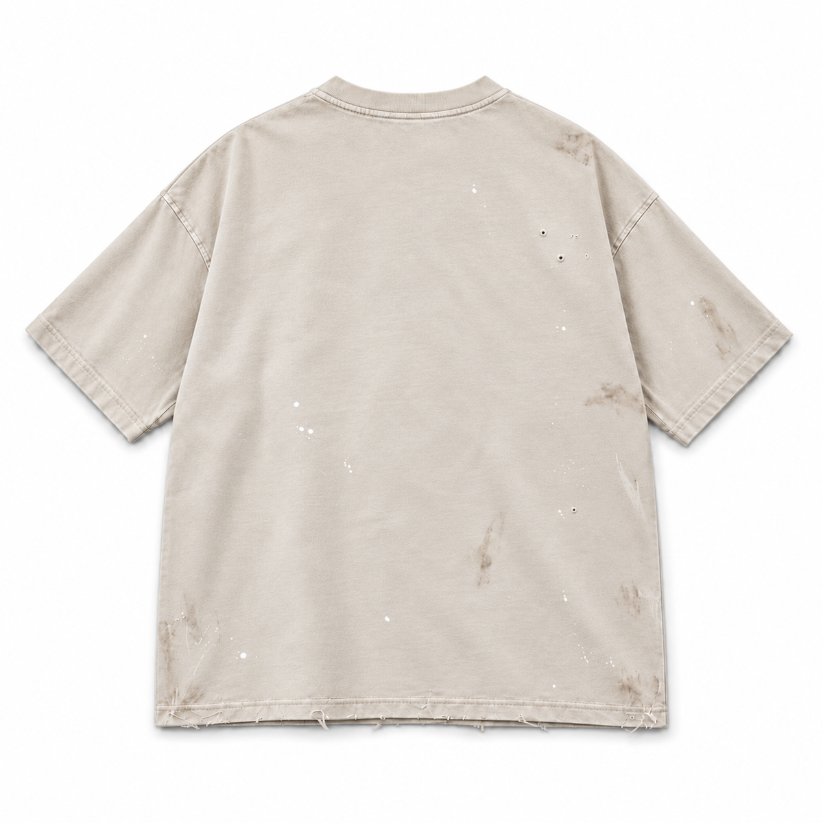 Tan / White Print — SUBLIMINAL Distressed Tee, back view